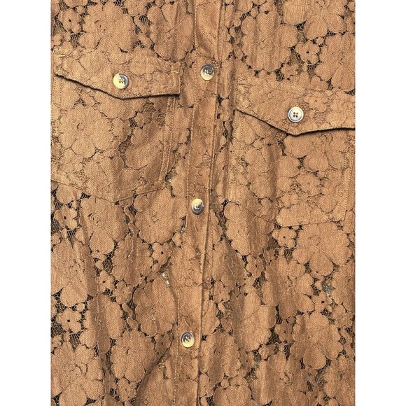 Shyanne Button Up Lace Brown Fringe‎ Western Shirt Sz XS - Picture 6 of 7